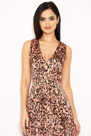 Pink Leopard Print Maxi Dress