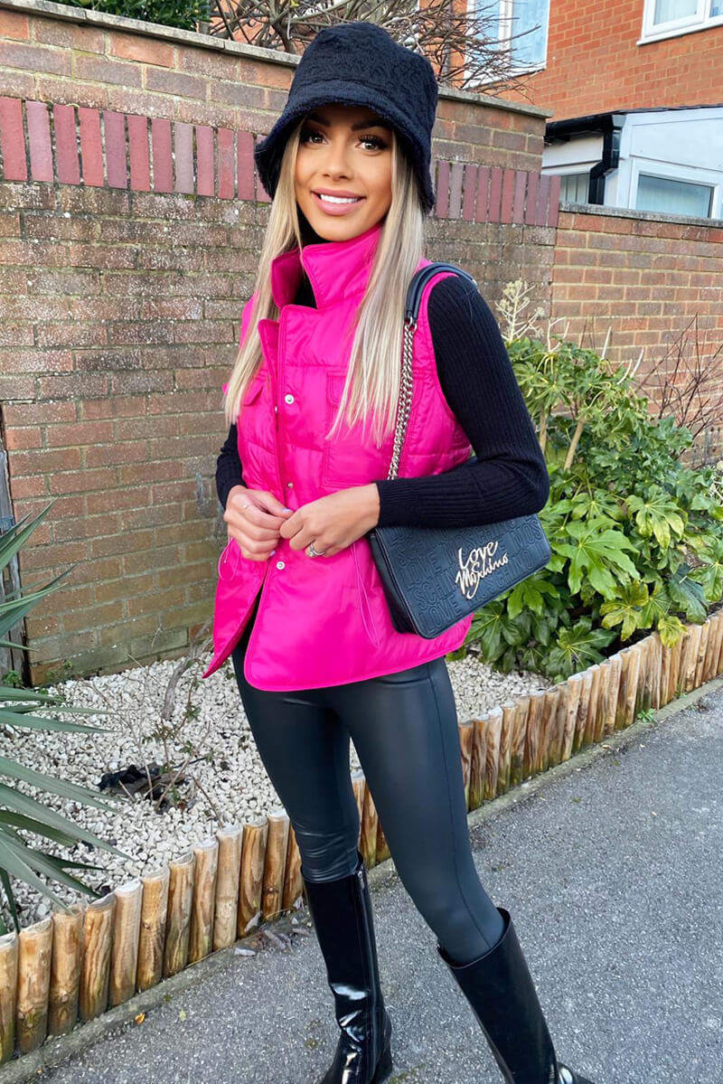 Pink Puffer Double Pocket Gilet
