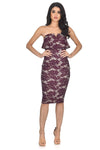 Plum Bandeau Lace Dress