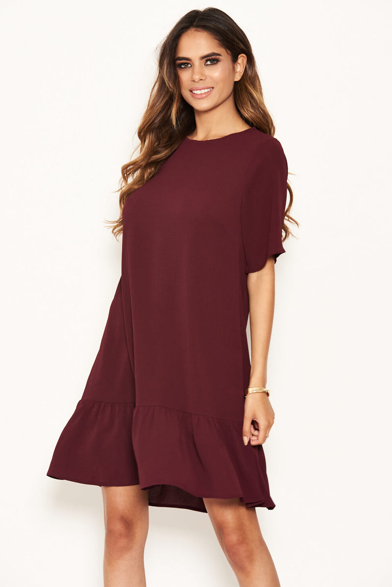 Plum Frill Hem Shift Dress