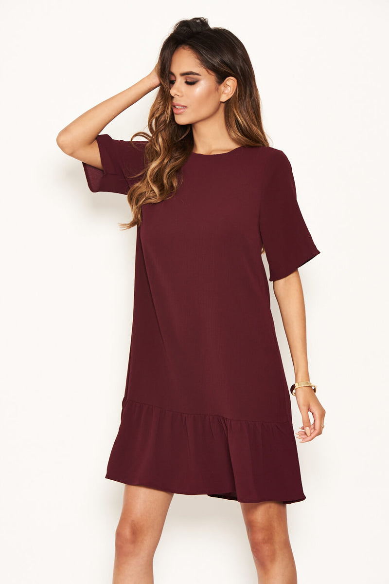 Plum Frill Hem Shift Dress