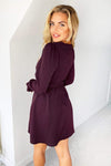 Plum Long Sleeve Skater Dress