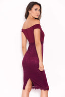 Plum Notch Front Lace Detail Midi Dress