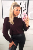 Plum Pleated Long Sleeve Top