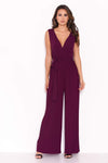 Plum Pleated Tie-Waist Jumpsuit