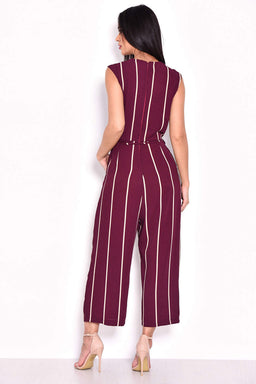 Plum Striped Culotte Jumpsuit