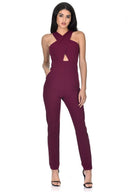 Plum Crossover Front Jumpsuit