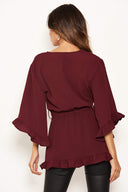 Plum Frill Wrap Top