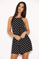 Polka Dot Tie Waist Playsuit