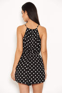 Polka Dot Tie Waist Playsuit