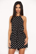 Polka Dot Tie Waist Playsuit