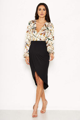 Printed Wrap 2 in 1 Bodycon Dress