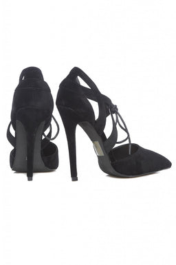 Pointy Suede Lace Up Heels