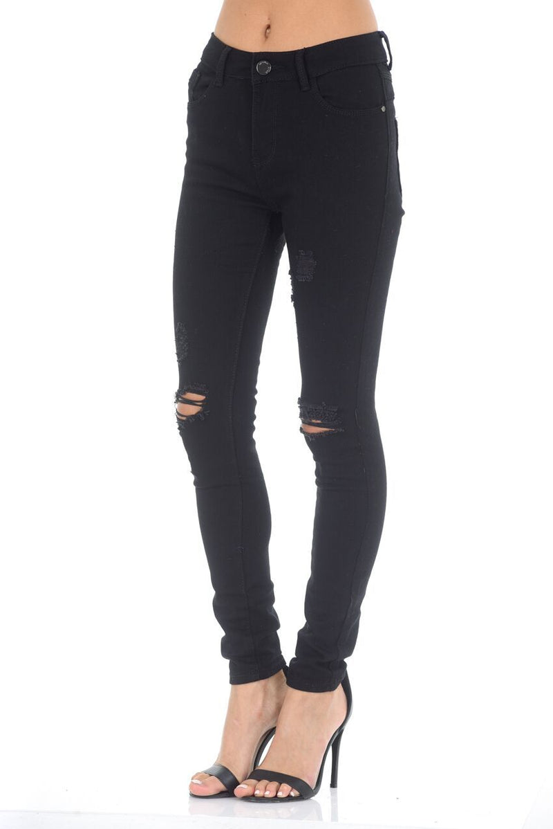 Black Distressed Ripped Knee Jeans