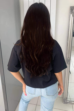 Black Slogan Printed Oversized Tee