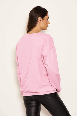 Pink Slogan Printed Sweatshirt
