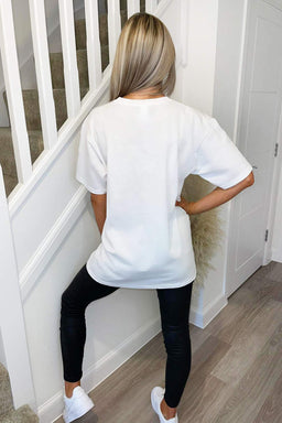 White Paris printed Oversized Tee