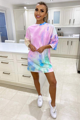 Rainbow Tie Dye Oversized T-Shirt Dress