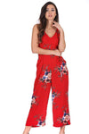 Red Floral Culotte Jumpsuit