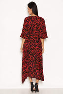 Red Leopard Printed Maxi Dress