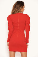 Red Long Sleeve Bodycon Dress