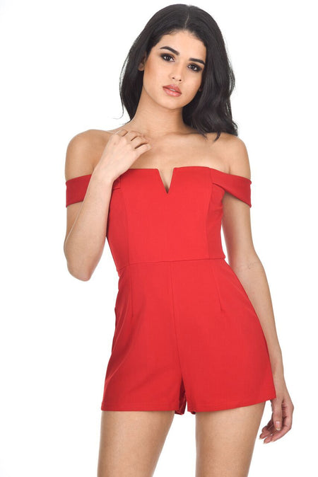 Red Notch Front Playsuit