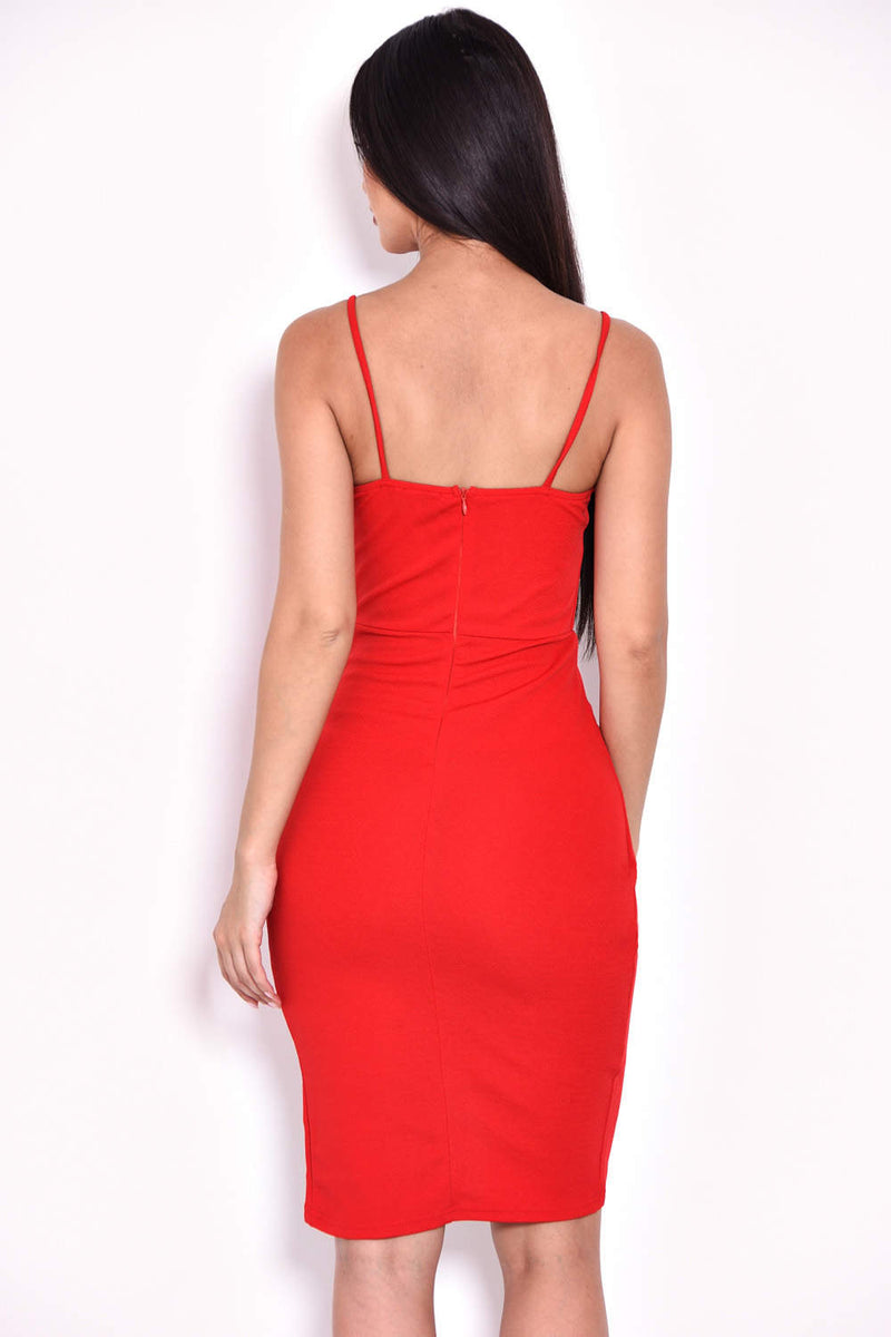 Red Notch Front Wrap Dress