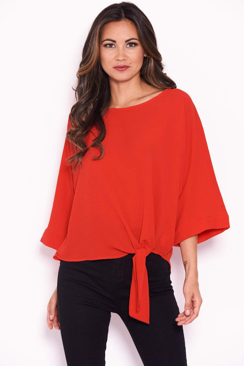 Red Wide Sleeve Top