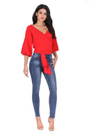 Red Wrap Crop Top