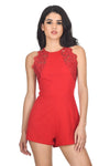 Red Lace Detail playsuit