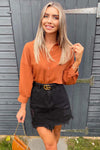 Rust Dip Hem Shirt