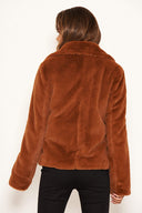 Rust Faux Fur Collared Jacket