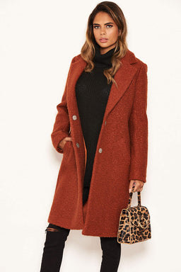 Rust Long Teddy Coat