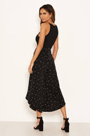 Black Polka Dot Culotte Flared Trousers