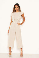 Stone Polka Dot Frill Panel Jumpsuit