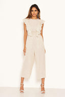 Stone Polka Dot Frill Panel Jumpsuit