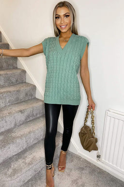 Sage Cable Knit Tank Top