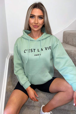 Sage Cest La Vie Oversized Hoodie