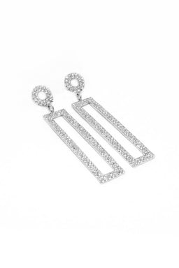 Silver Diamante Geometric Earrings