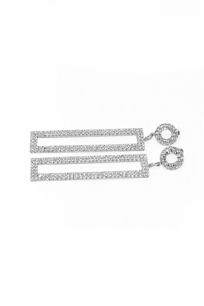 Silver Diamante Geometric Earrings