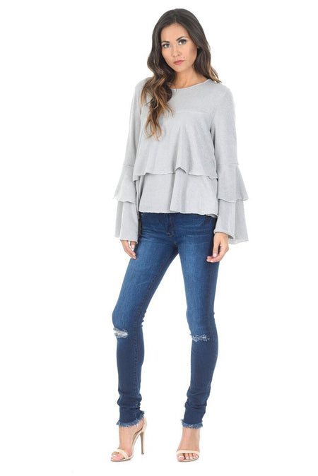 Silver Long Sleeve Frill Jumper