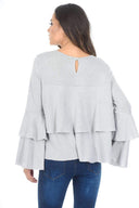 Silver Long Sleeve Frill Jumper