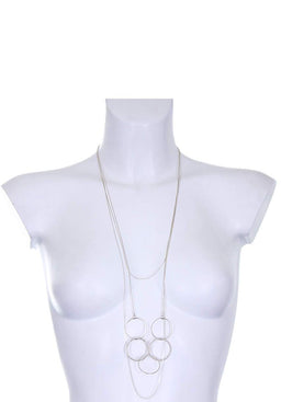 Silver Necklace with Multiple Hoops