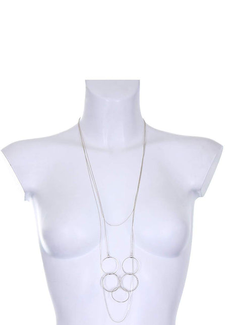 Silver Necklace with Multiple Hoops
