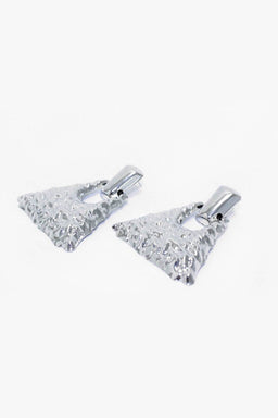 Silver Triangle Textured Earrings
