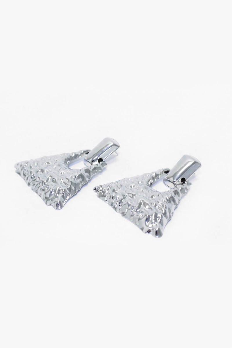 Silver Triangle Textured Earrings
