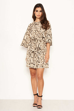 Snake Print Tie Front Shift Dress