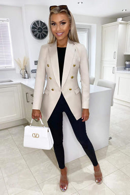 Stone Military Style Blazer