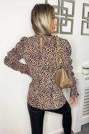 Stone Printed Elasticated Ruched Sleeve Top
