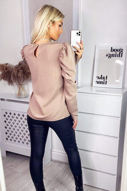 Stone Puff Sleeve Blouse